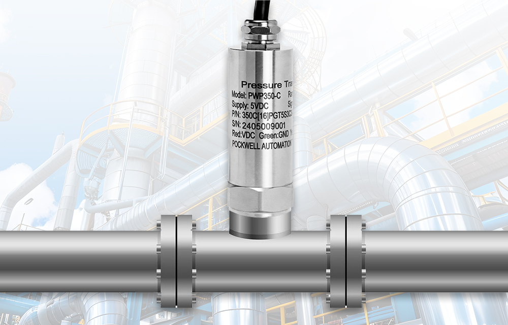 A stainless-steel diffused silicon pressure transmitter mounted on an industrial pipeline, used for high-precision process pressure monitoring.
