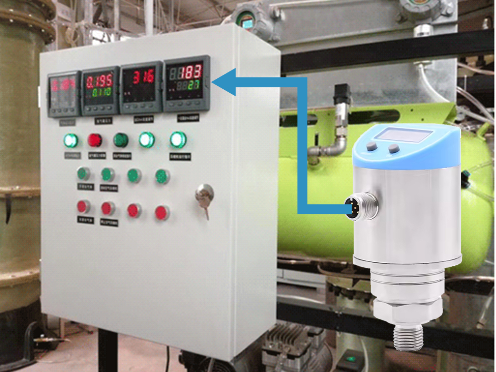 Digital pressure switch connected to an industrial control panel