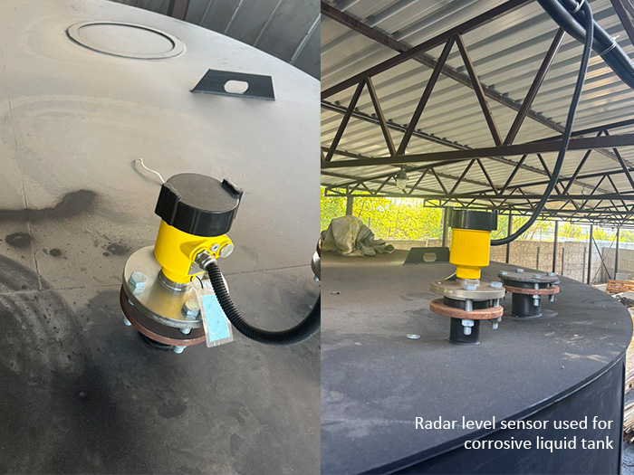 Radar level sensor used for corrosive liquid tank