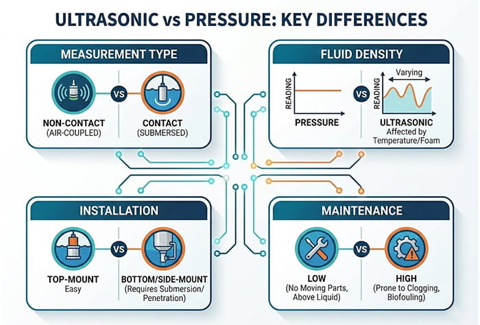 Ultrasonic Versus Pressure Level Sensor Technologies Explained